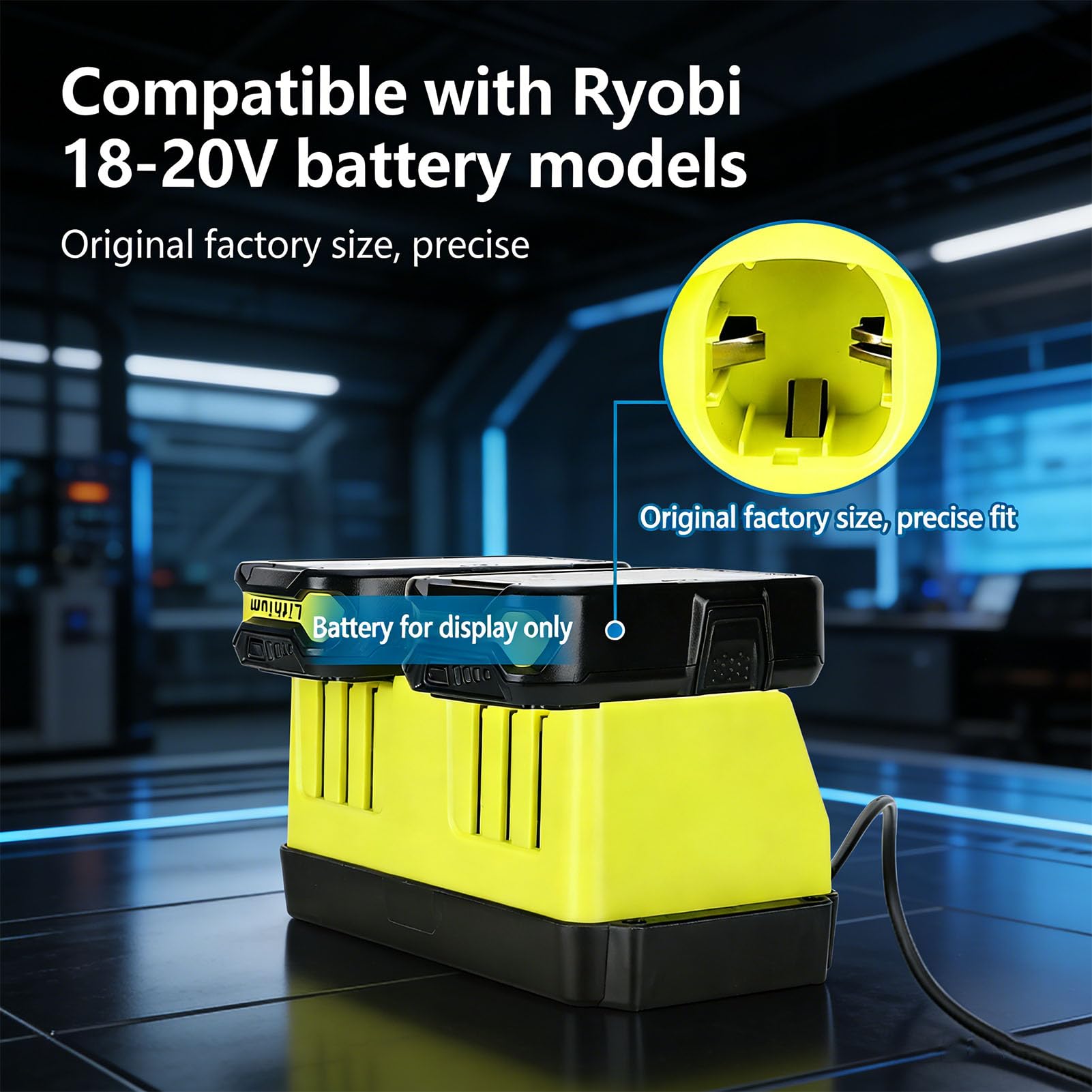 Tnfeeon Caricabatterie Rapido a Doppio Alloggiamento, Caricabatterie Leggero per Utensili Elettrici in ABS, Soluzione di Ricarica Rapida per Modelli P117 P118 P119