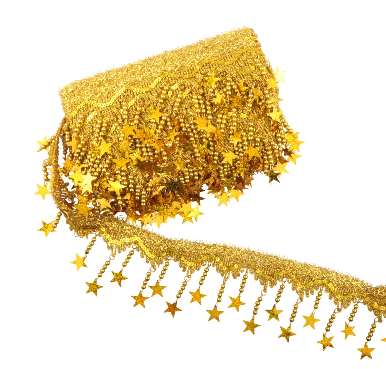 Star Shape Sequin Tassel Trim - 5 Yards, 2.5" Width, Silver Fringe Lace For DIY Dress Decor - View #4