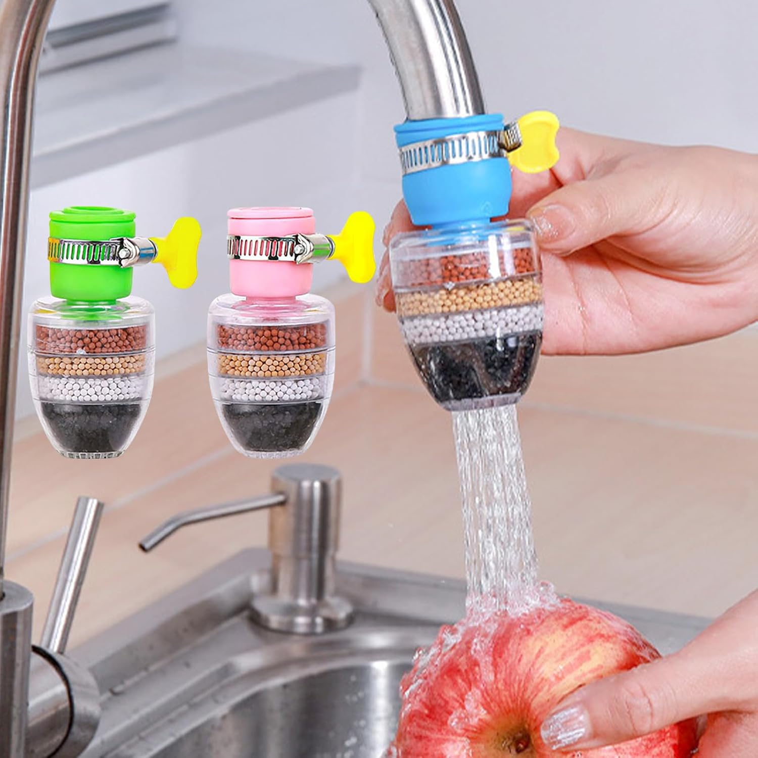 3-Pack Faucet Water Filter Replacements, Kitchen Tap Purifier Filter Cartridges, Suitable for Home, Kitchen & Bathroom