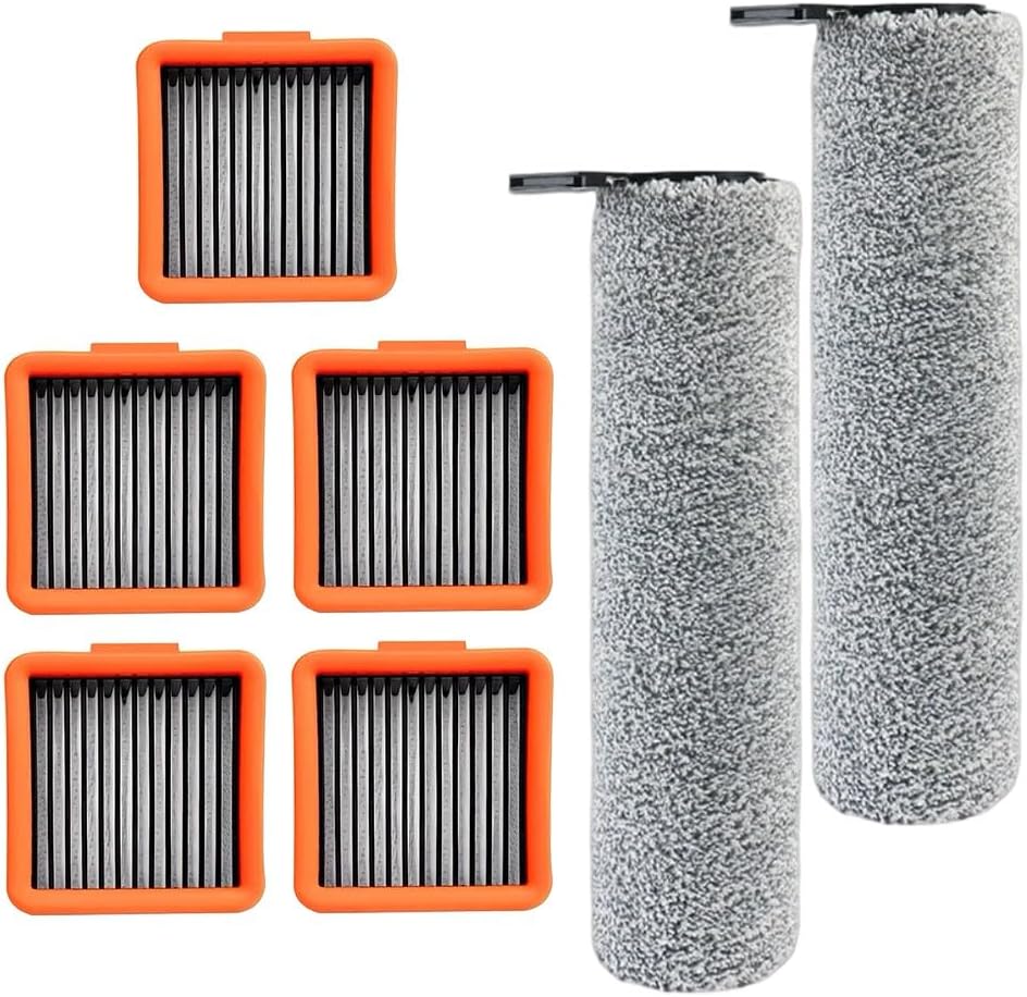 Roller Brush Bar and HEPA Filter Set for Uwant D5 D5 Pro D100 Series A60 V8 V10 Vacuum Cleaner Spare Parts to Enhance Cleaning Performance (B)