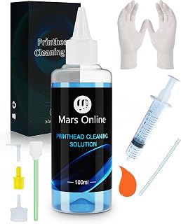 Mars Online Printhead Cleaning Kit Inkjet Printer Head Cleaner Compatible for HP/Epson/Brother/Canon 8600 8610 8035 8710 6700 6900 / Epson 1430 2720 et-2720 et-2750, 100ML, Kit 2