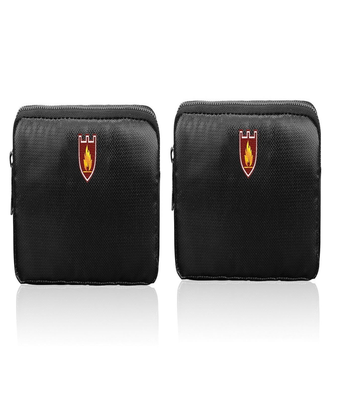 2 Pack Faraday Wallet - Fireproof Fiber Money Holder Waterproof Cash Envelope | Valuables Protective Zipper Pocket, Document Container with Two Compartments for Cash,