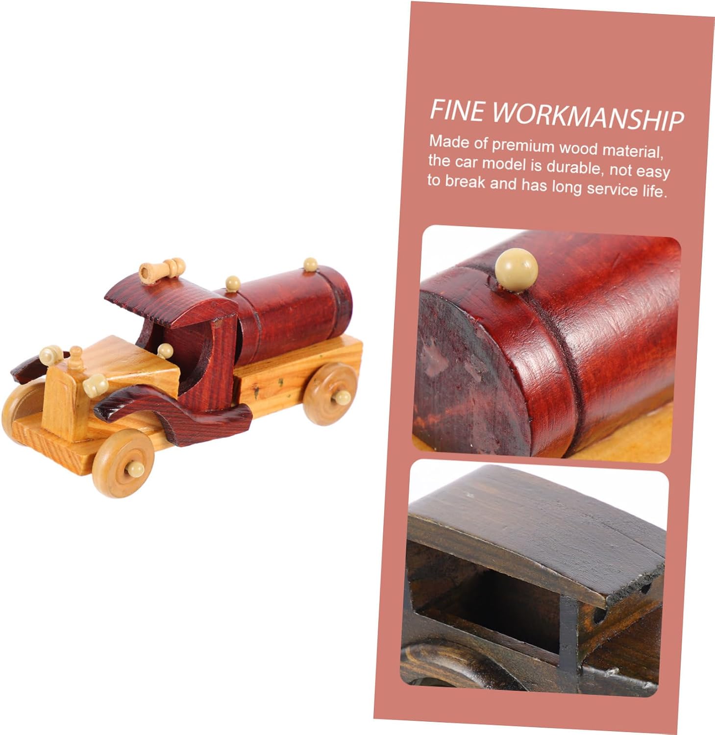 Unomor Wooden Vintage Car Model Ornament Rustic Desktop Car Decor Creative Wood Craft for Home and Office Decoration Unique Car Shaped Decor for and Collectibles
