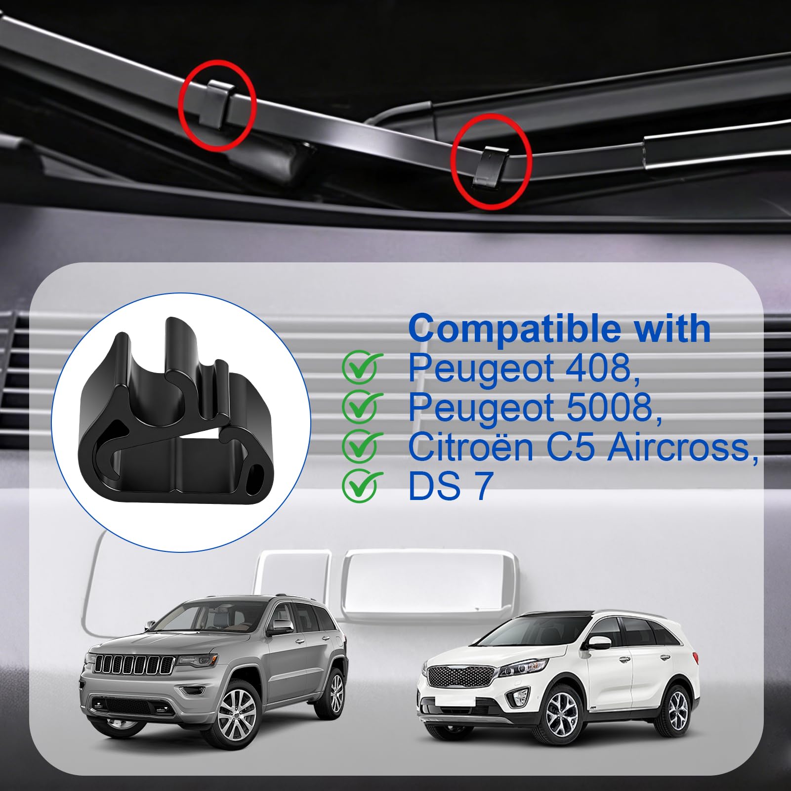 6 Piezas de Clips para Brazos de Limpiaparabrisas para Peugeot 3008 5008 C5 DS7 Flejes Sujeción Limpia para Brisas Clips de Sujeciones Repuestos para Brazo para Fijación de Manguera Lavaparabrisas