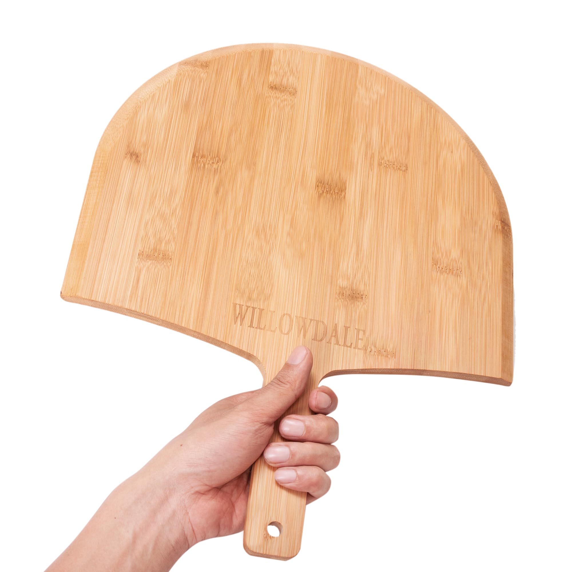 WILLOWDALE Pizzaschieber aus Holz, 30,5 cm, 2 Stück, Küchen-Bambus-Pizzaschaufel, großes Pizzaofen-Zubehör zum Backen mit Griff, Holzschneide-Servierbrett für Käse, Brot, Kuchen, Obst, Gemüse