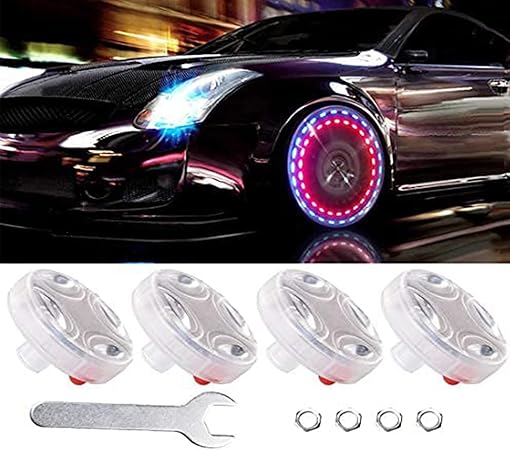 Amazon Co Jp Ficbox 車用タイヤライト 4個 ソーラータイヤホイールライト ホイールハブランプ カラフルなled点滅エクステリアライト 車 バイク オートバイ 車 バイク