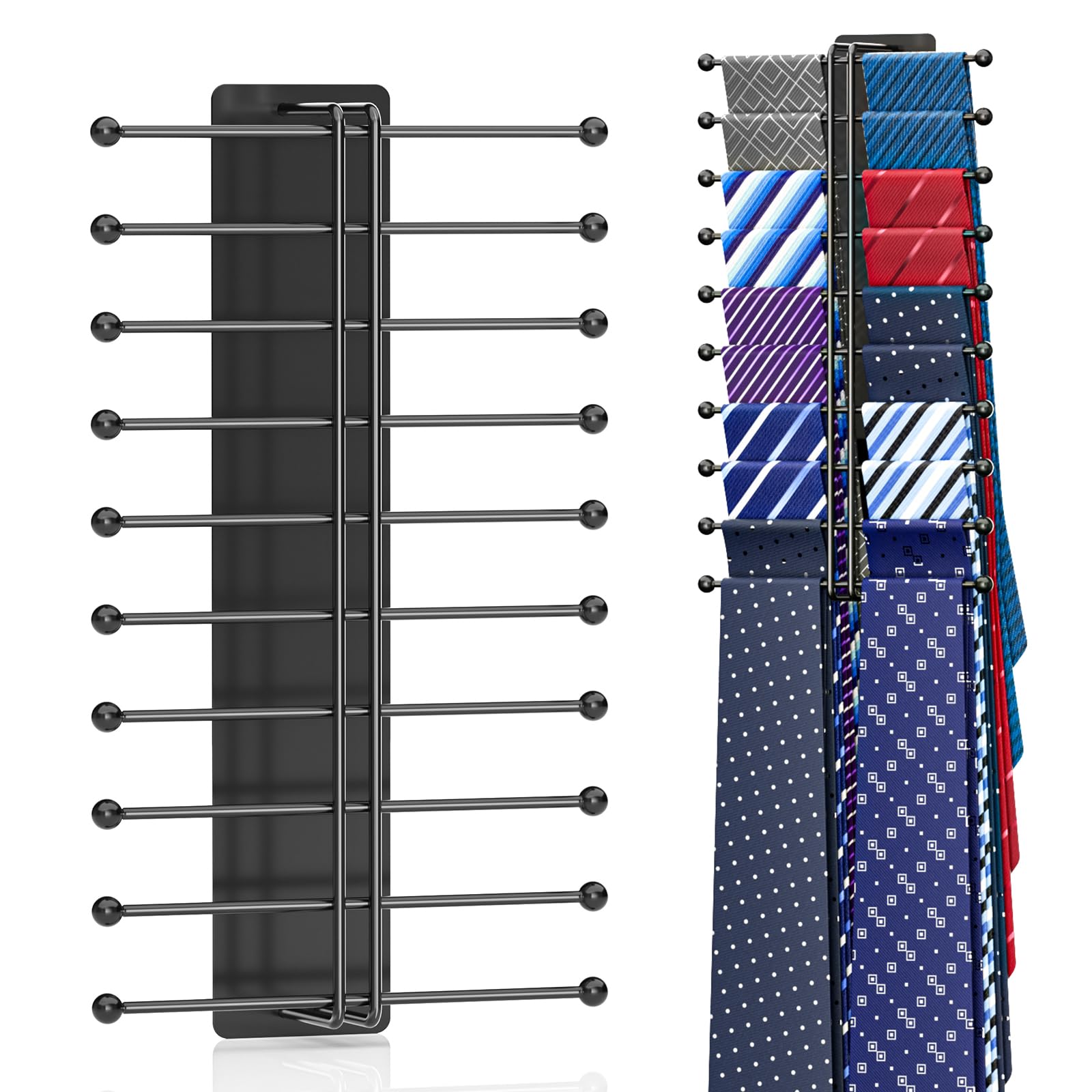 Portacravatte da Armadio, Porta Cravatte da Parete Adesivo, Porta Cinture da Armadio con 20 Ganci per Organizzare e Conservare Cravatte, Organizer per Cravatte da Uomo e Cinture, fermacravatta