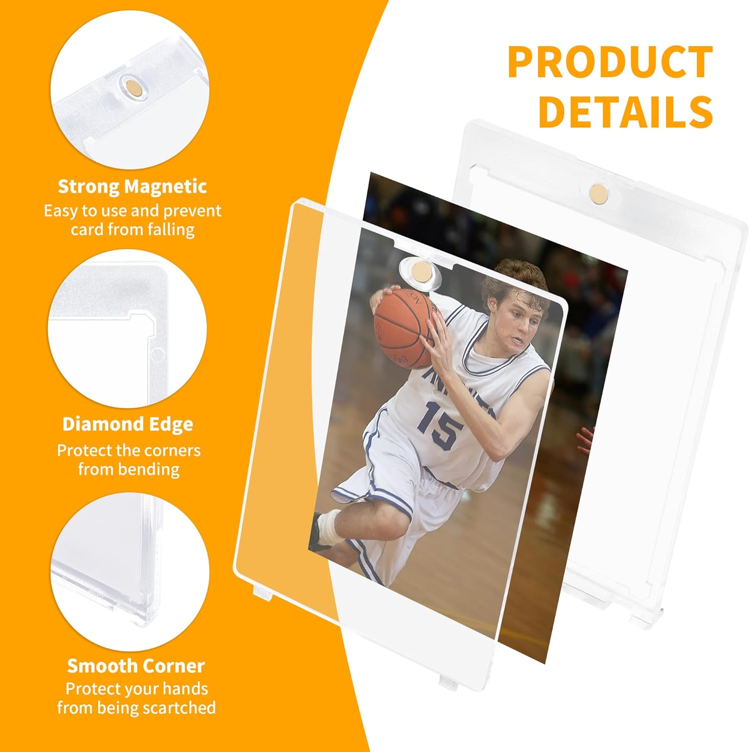 26 Pack Magnetic Card Holder 35pt, Card case Holder for Trading Cards，Card Protectors Hard Plastic, Card Sleeves Display case for Baseball Card Sports Cards