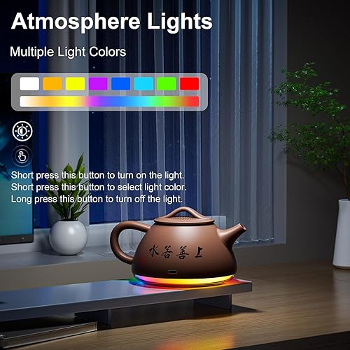 Miniatura 8 de Mini altavoz Bluetooth portátil inalámbrico, estilo lindo, altavoz de tarjeta TF, decoración de tetera, escritorio de mesa de cocina, luces