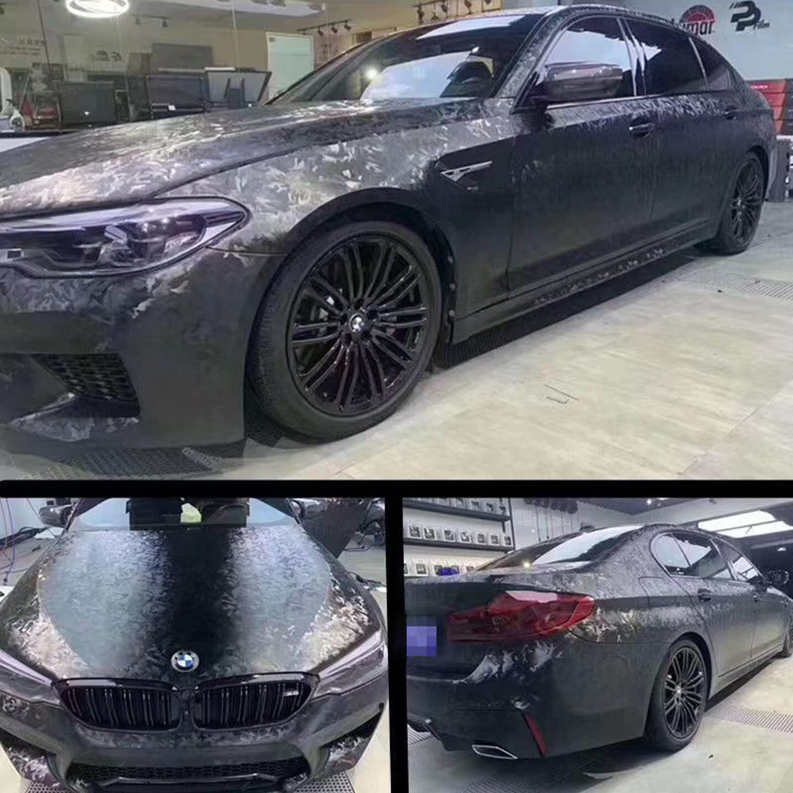 Blue Black Gray Camo Vinyl Car Wrap Sheet - Matte Finish, Free Tools Included (2ft & Up)