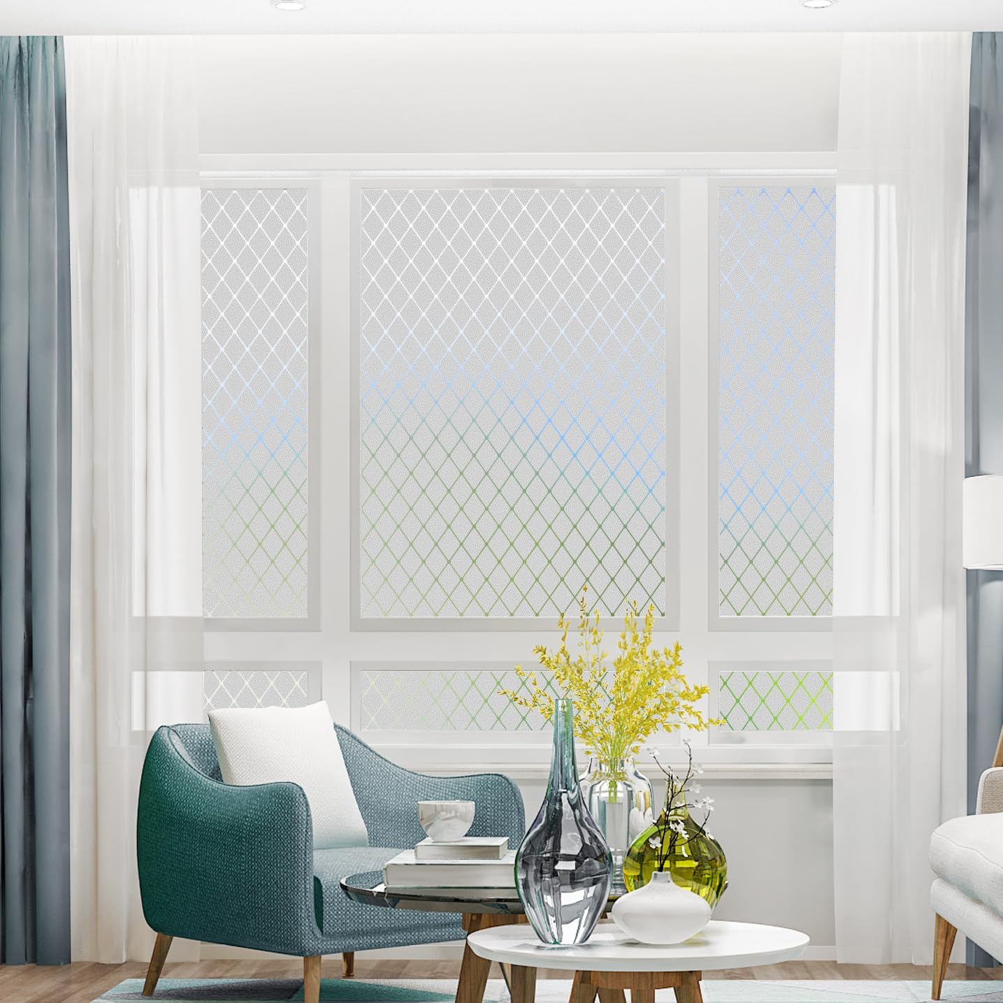 ANT Decorative Window Cling, Window Film Roll for Privacy, Decorative Window Film for Window Decorations, All-Weather & Fade-Proof, Indoor Outdoor Use (Diamond Grid, 31inch x 30ft)