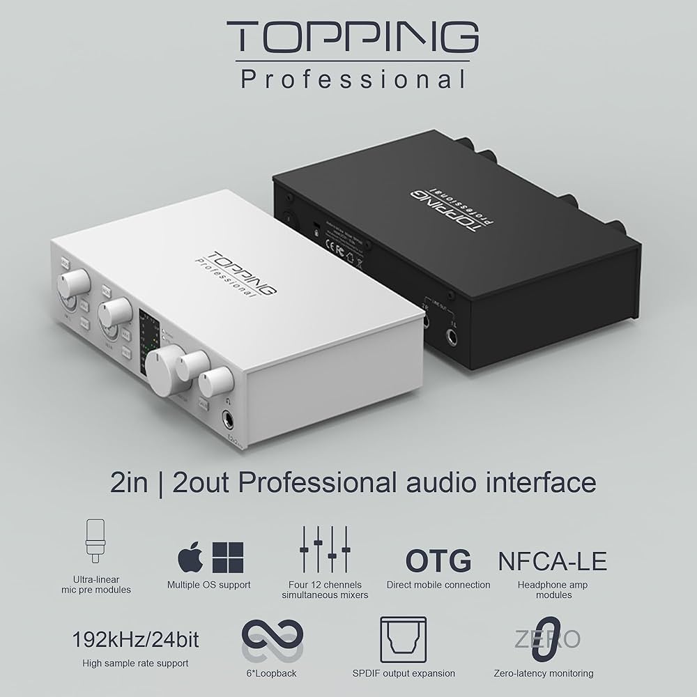 TOPPING Interface De Áudio Usb E2X2 Otg - Pré-Amplificador
