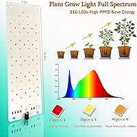 Vista 4 de Luz de Crecimiento, Panel Ultrafino de 40W Luces de Crecimiento para Plantas de Interior, 316 LEDs Luces de Crecimiento de Espectro Completo