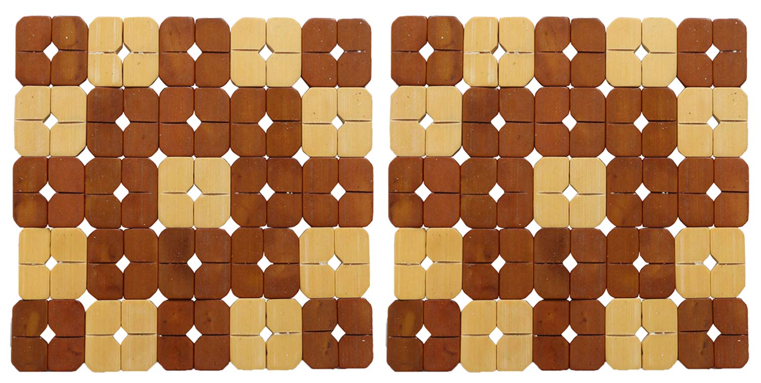 Kuber Industries 2 Pieces Bamboo Tea Coaster Set (Wooden)-CTKTC030461