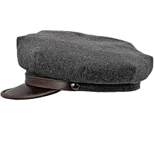 Sterkowski Moto Newsboy Cap | Wool Motorcycle Cap for Men and Women | Classic Vintage Peaked Cap with Leather Visor