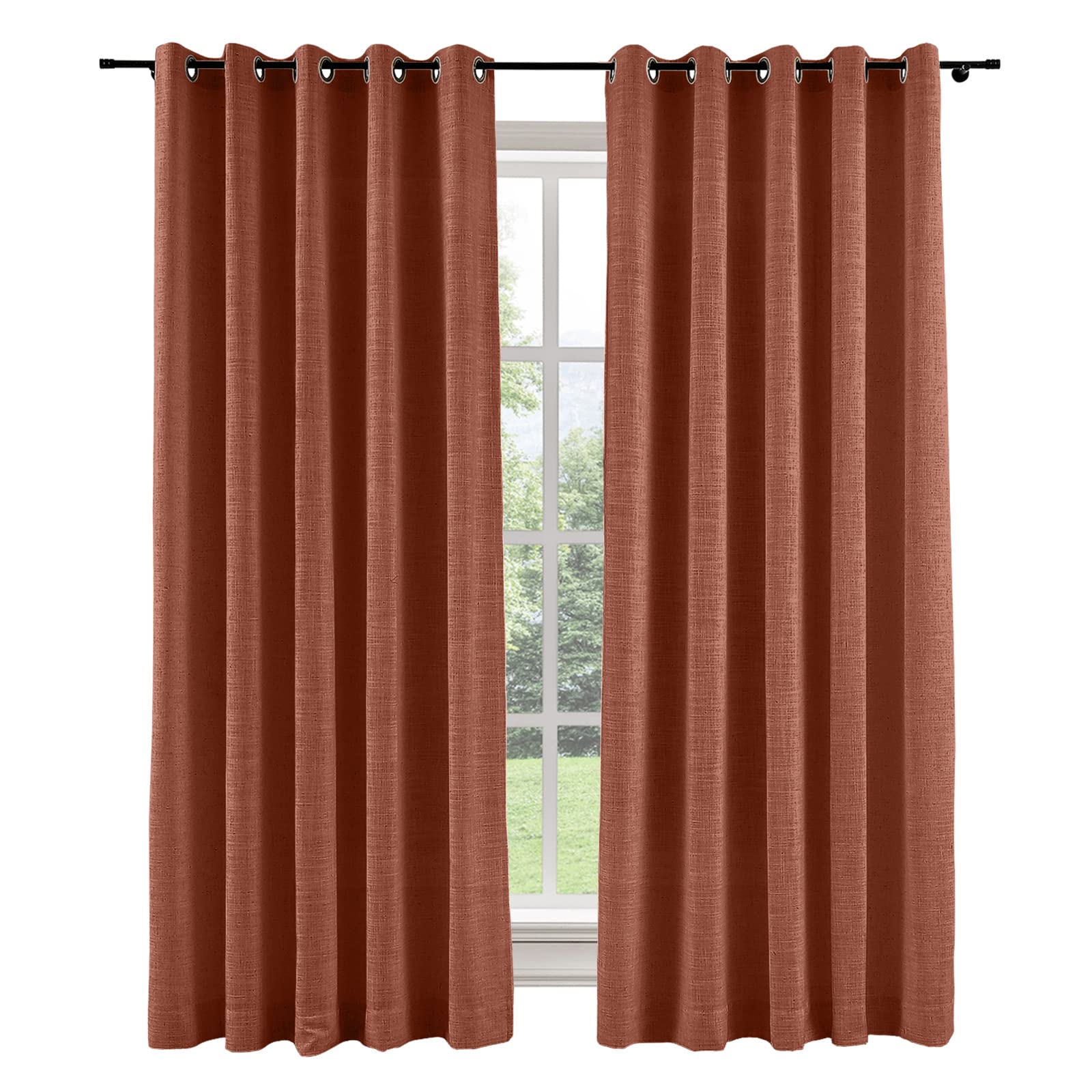 ChadMade 84 Inches Long Luxury Linen Drape Safe Room Darkening Curtain for Patio Door Glass Door Studio 84Wx84L, 1 Panel, Fiber Rick, Tallis Collection
