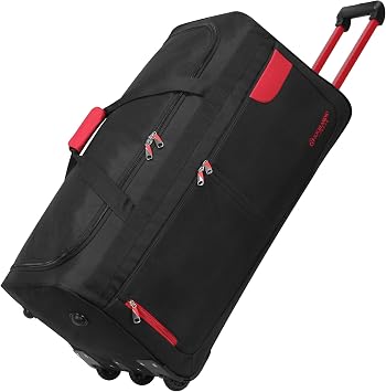 Rocklands  Lightweight Luggage Rolling Holdall Suitcase Wheeled Duffle Bag Cargo Sport Travel Bag RL501 Red/Black, Large - 32" H84 x L42 x W40 cm