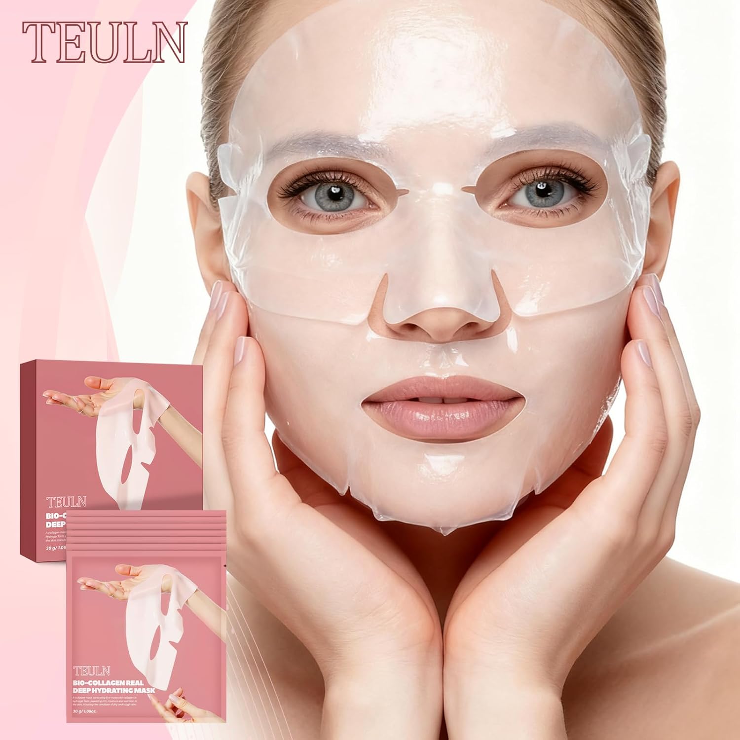 Bio-Collagen Face Mask, 8 Pack Real Deep Hydrating Collagen Overnight Mask, Pore Minimizing, Elasticity Improvement, Face Masks Skincare, Facial Sheet Masks for Skin care and Moisturizing. - Image 2