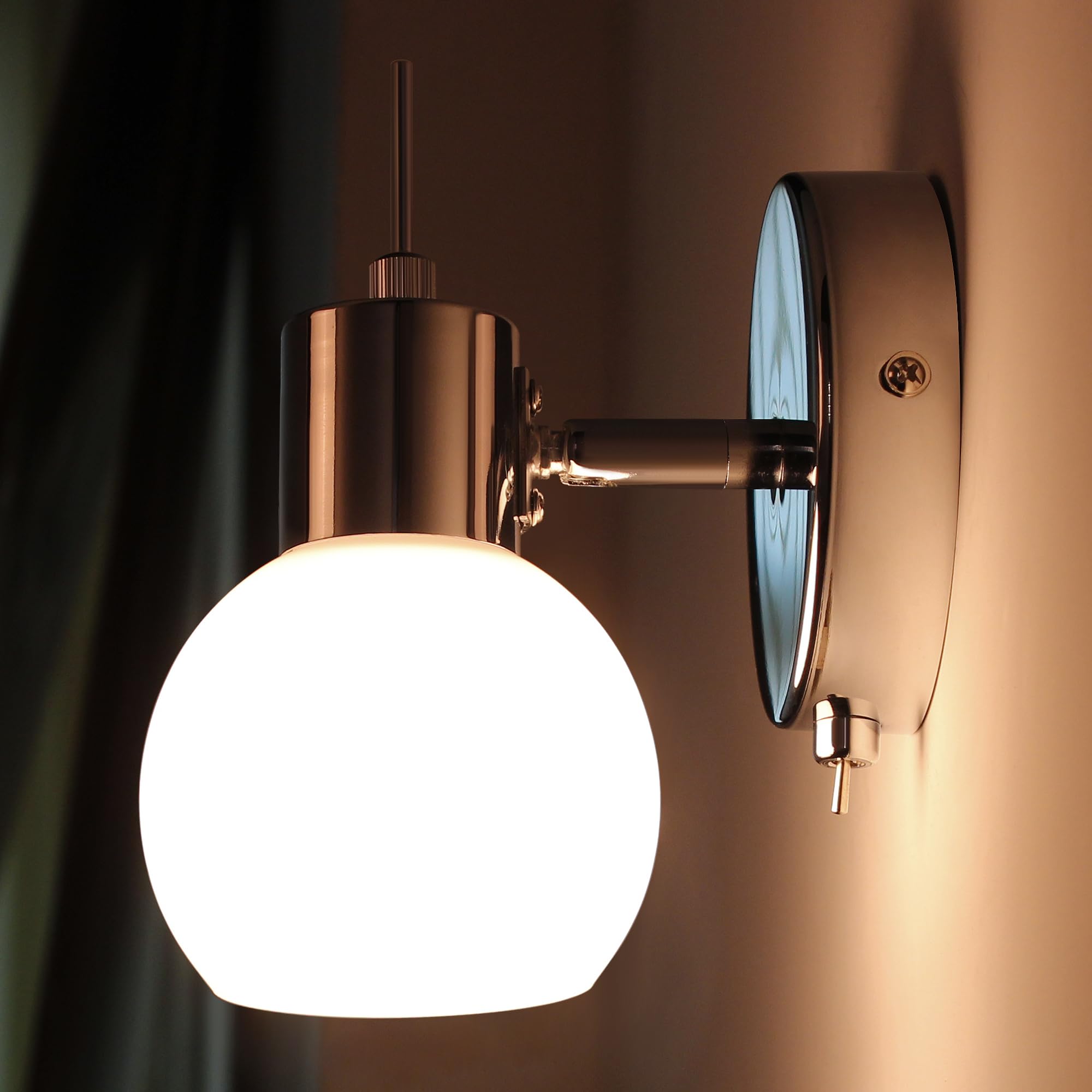 TYhogar 2 Pcs Wall Sconces Bedside Lamp Light Modern Night Wall Sconces E27 Edison Bulbs Wall Sconce Adjustable Lamp Holder for Living Room Restaurant Lighting (Chrome) - Image 3