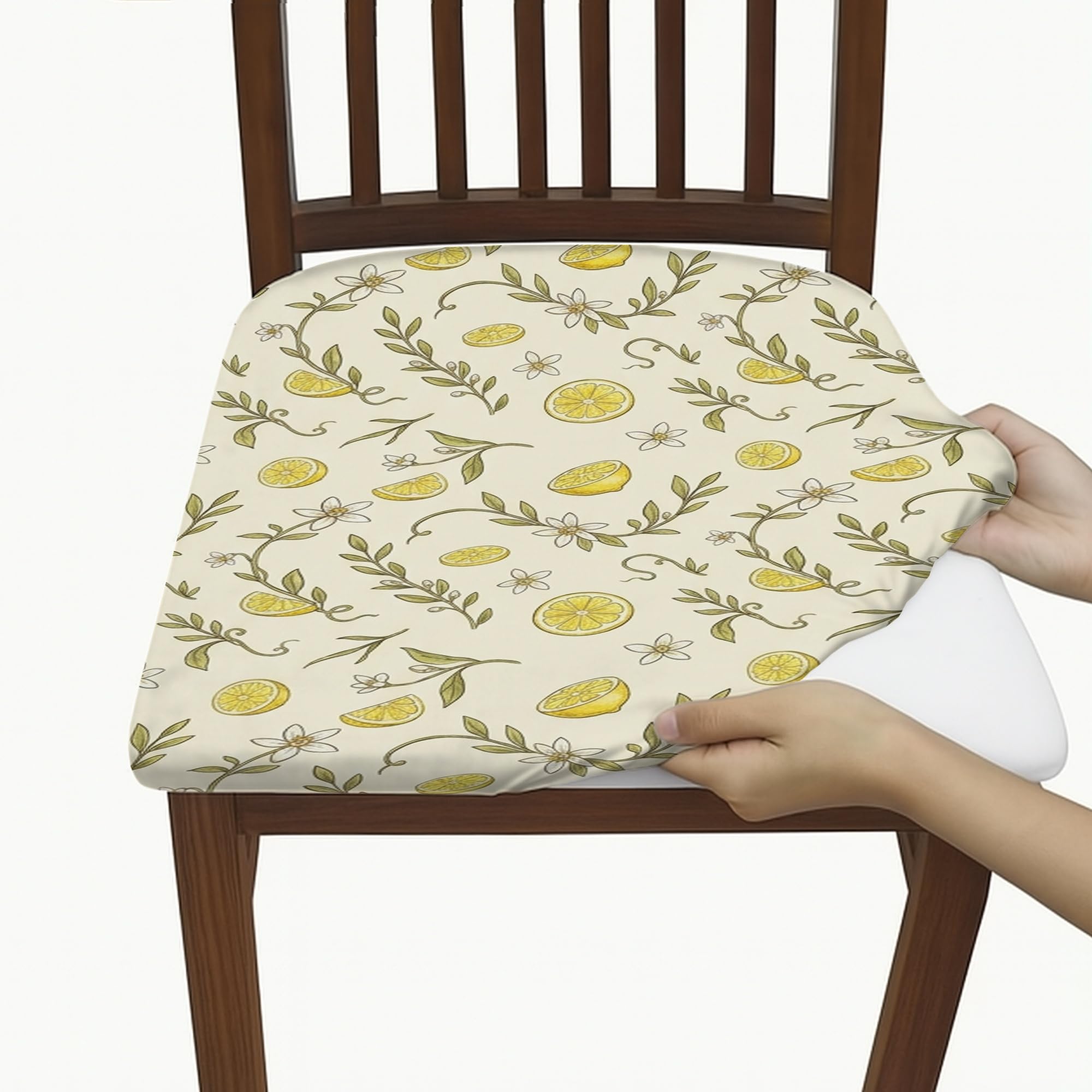 Housses de chaises de cuisine extensibles en élasthanne fleurs jaunes lot de 6