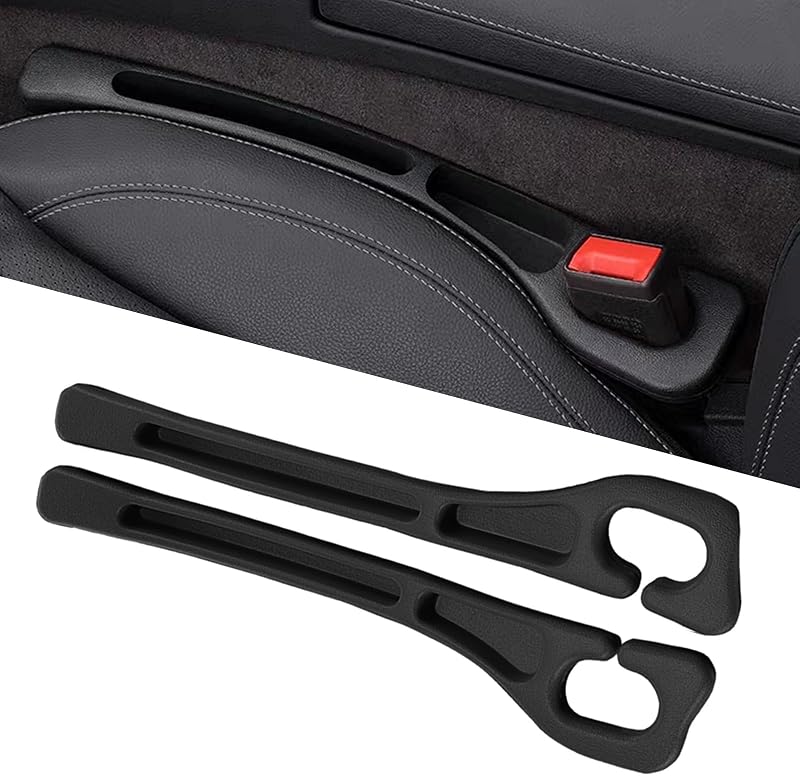 Tesdluy Car Seat Gap Filler Set of 2, Multifunctional Seat Side Gap Seam Filler Organizer with Phone Holder, Universal Fit Fill The Gap Between Seat & Console for Car, SUV, Truck