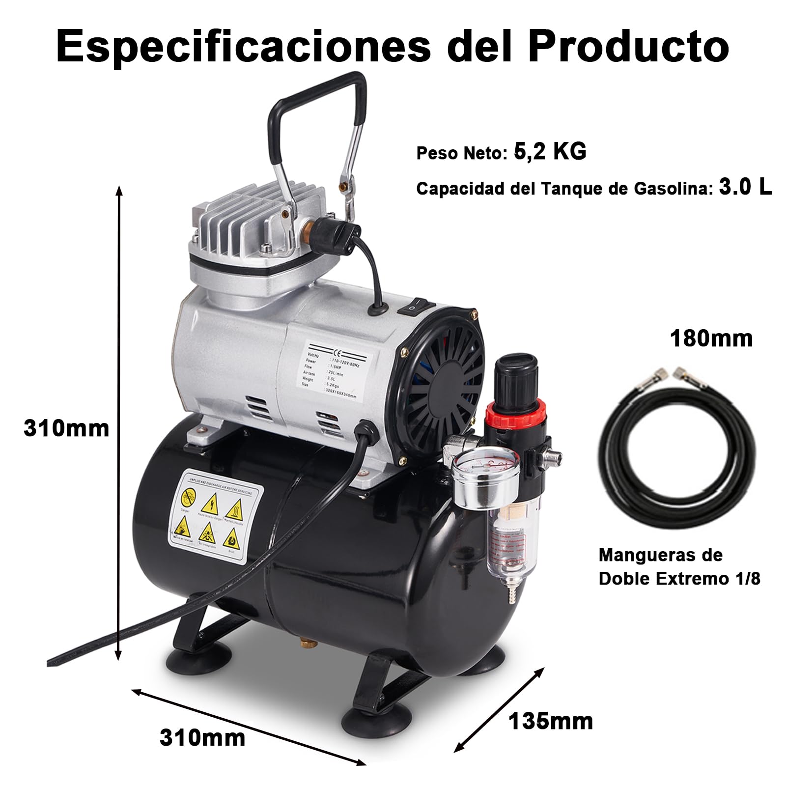 Aerógrafo Portátil Con Compresor De 36 PSI - Pistola De Doble Acción Para Modelismo, Maquillaje, Pintura De Coches Y Manualidades