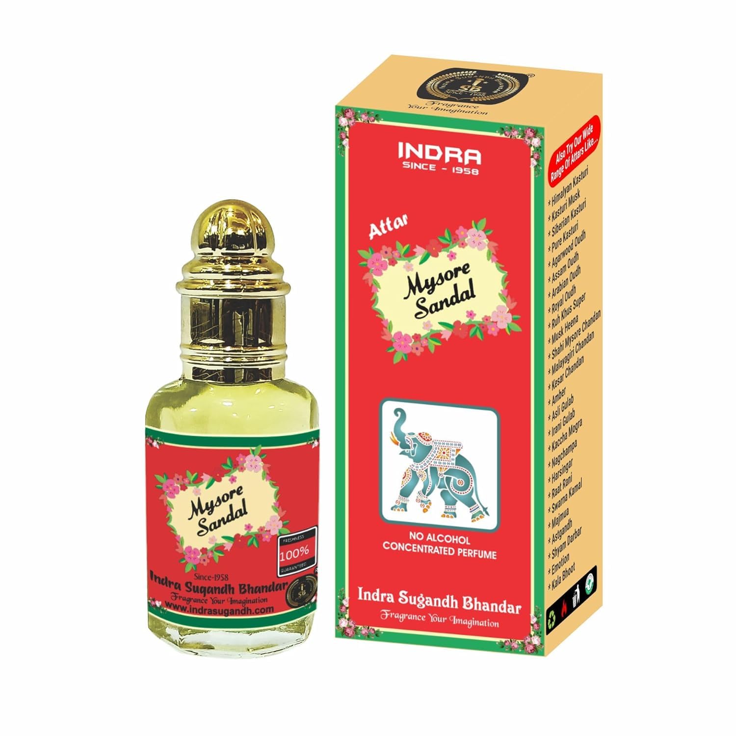 ISB Attar For Men and Women Mysore Sandal 24 Hours Long Lasting & Alcohol Free Itra/Ittar 12ml Rollon Pack