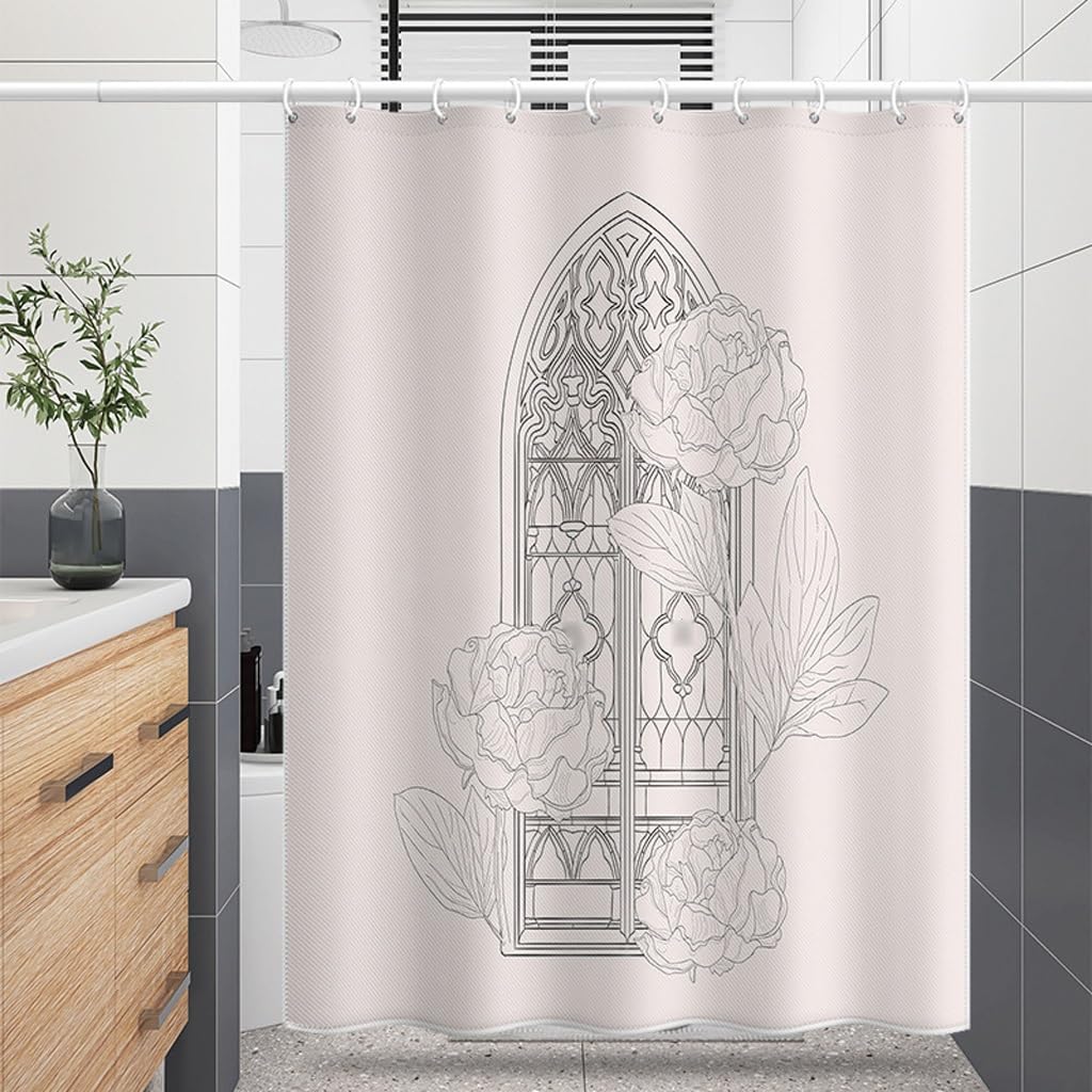 NZPOST Cortina de Ducha de baño Cortinas de bañera Cortina de Bloqueo de baño Cortina de Puerta de Inodoro de Cocina Cortina de Ducha Impermeable de poliéster con Ganchos para