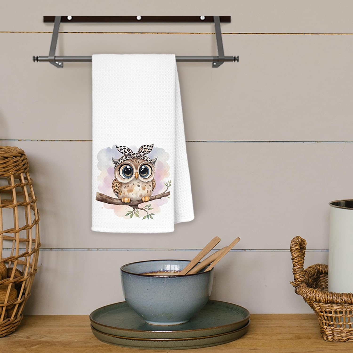 JINYO Owl Kitchen Towels, Coquette Leopard Bow Owls Gifts Hand Towels for Lovers Women, Owl Bathroom Kitchen Decor, Owls Decorative Dish Tea Towels, 16x24 Inch - Image 4