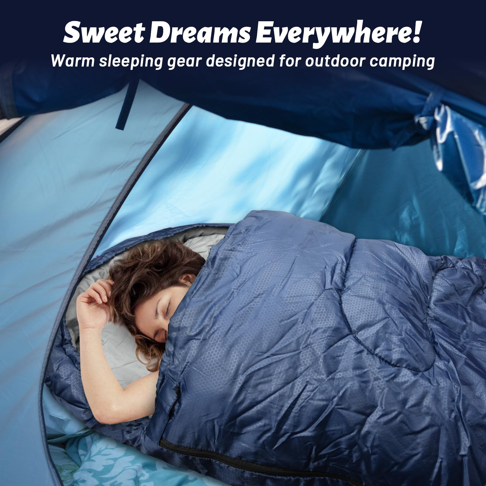 Tiazhan Saco de Dormir, Saco de Dormir Ultraligero para una Sola Persona de 4 Estaciones para Adultos y Niños, Saco de Dormir Cálido e Impermeable, Elementos Esenciales - 220 x 80 CM (Azul)