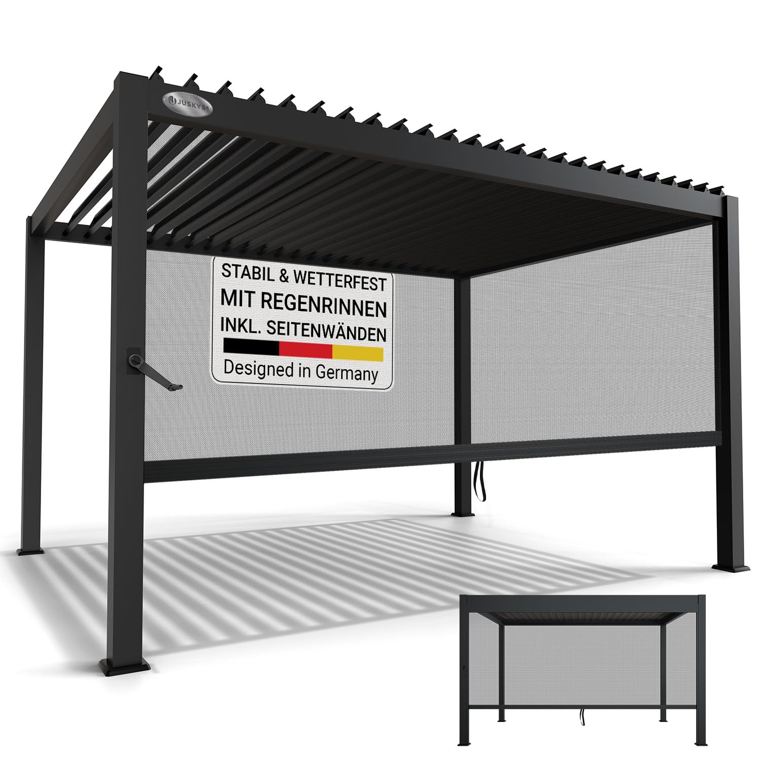 Juskys Lamellendach Tahiti 3x4 m inkl. Seitenwand 4 m
