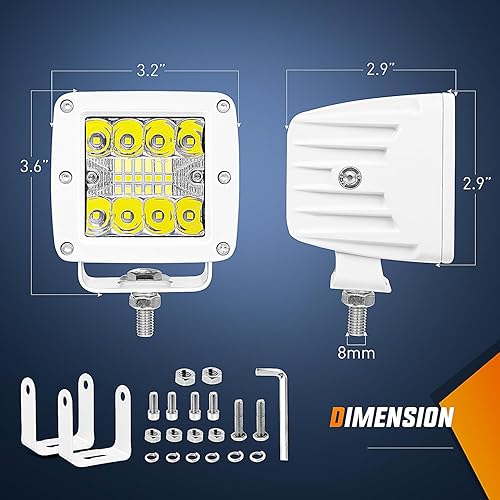 Miniatura 2 de Nilight Luces de navegación LED marinas, 2 unidades, 3 pulgadas, combo de inundación de puntos blancos, ponton, barco, cubierta, muelle, para pesca
