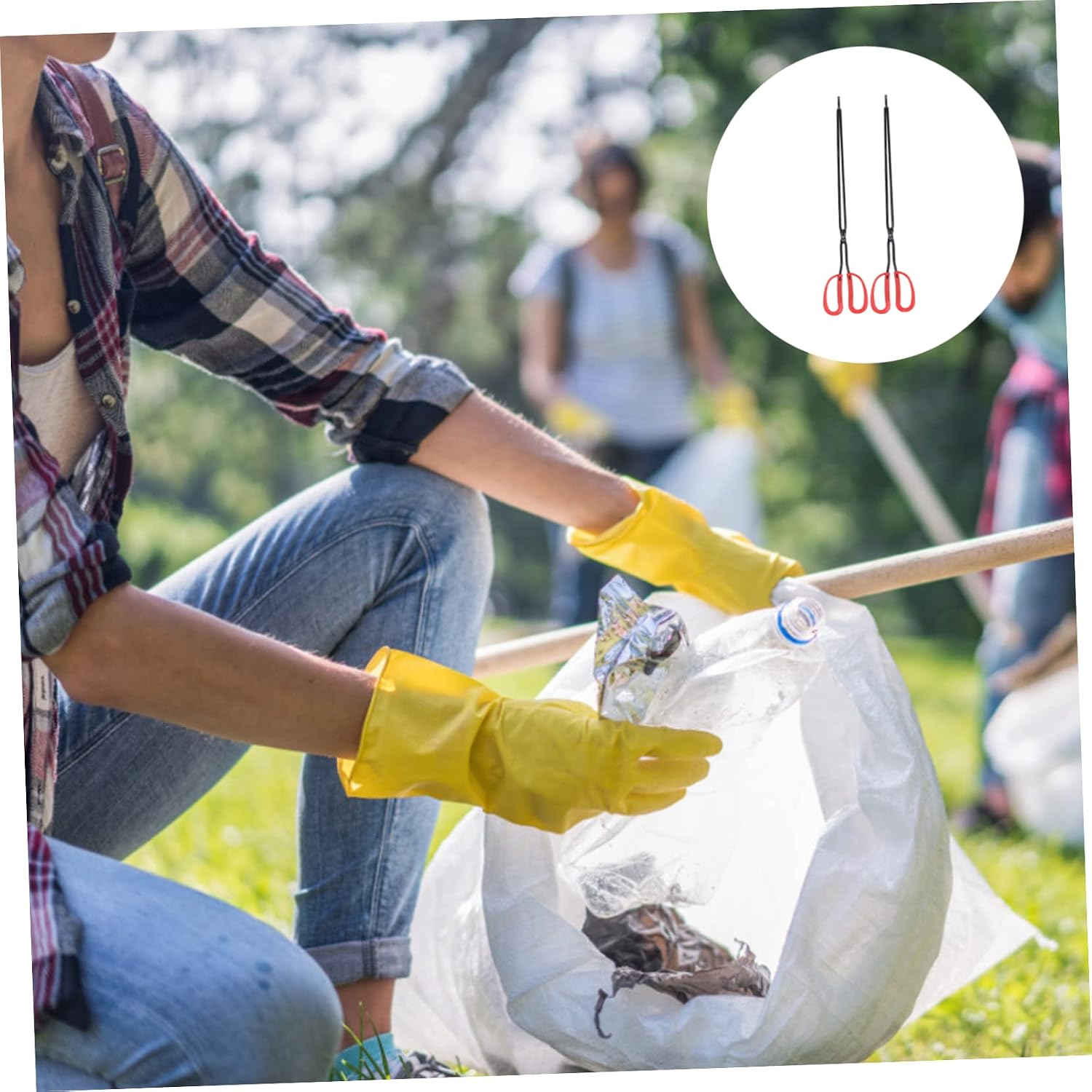 Cabilock 2pcs Garbage Clamp Bbq Fire Tongs Grilling Fire Tongs Long Handle Practical Tool for Efficient Waste Pickup Handling