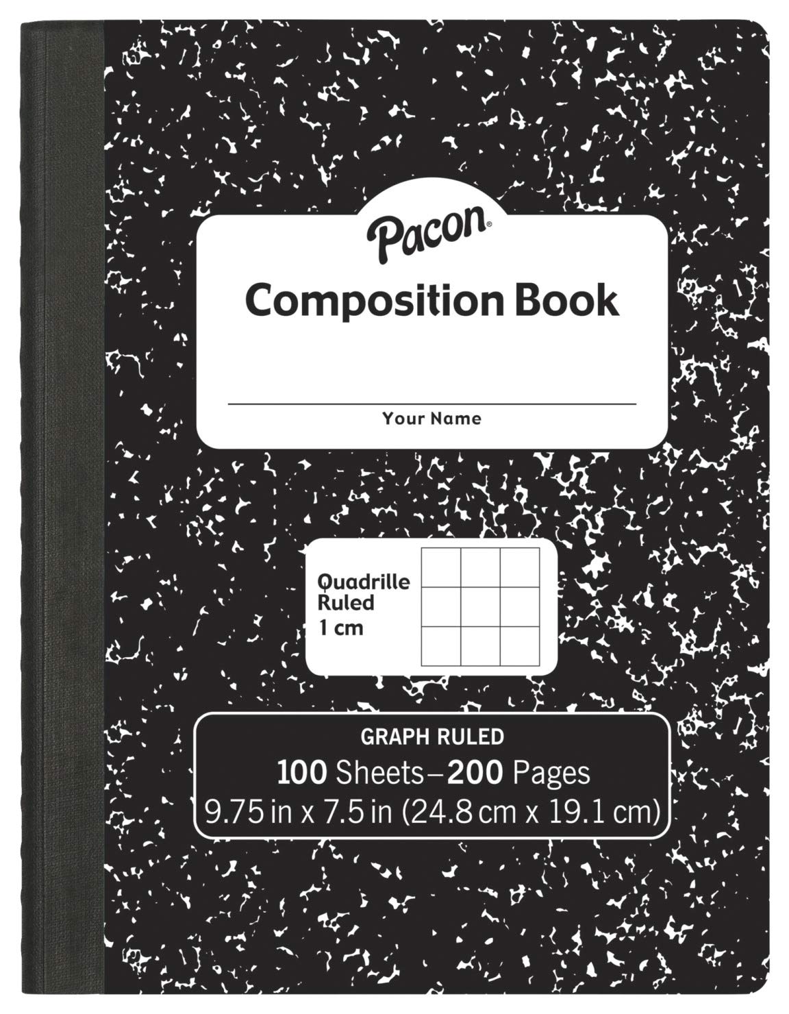 Cahier de composition grand carreau marbre noir pour la prise de notes des étudiants