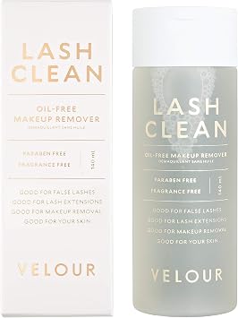 VELOUR Lash Clean - Oil Free Liquid Makeup Remover for Eyes, False Lashes, Face - Gentle Lash Cleanser & Eye Makeup Remover - Vegan Lash Extension Cleanser - No Parabens or Fragrance 140 ml