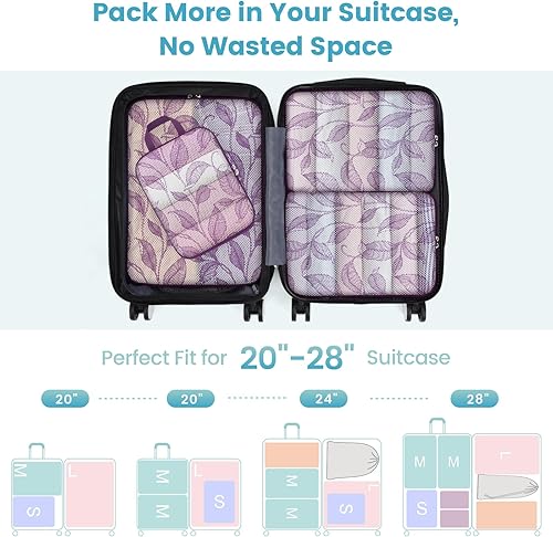 Miniatura 4 de Cambond Cubos de embalaje de compresión de malla transparente, cubos de embalaje para viajes, bolsas de viaje ligeras, organizador de equipaje de