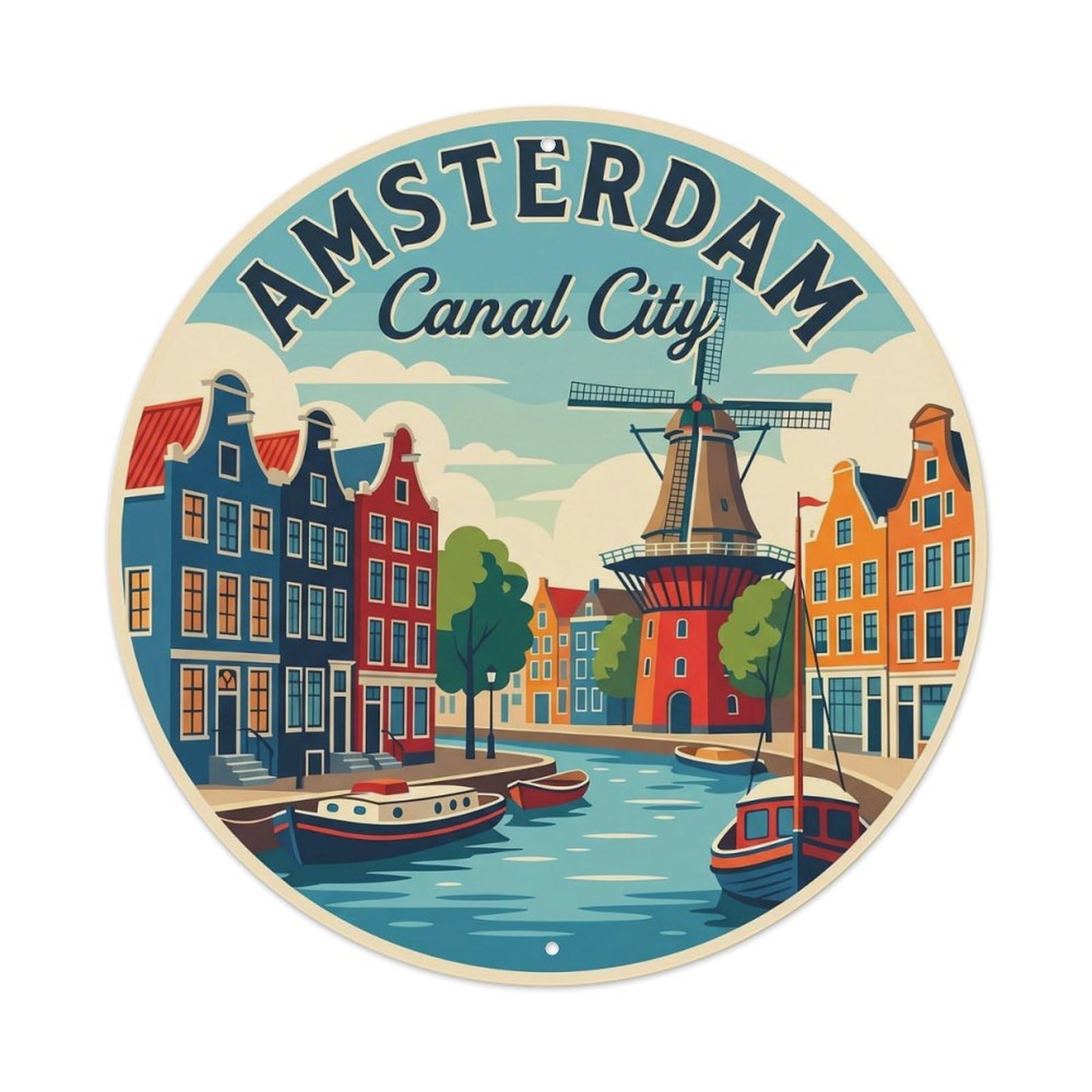 Vintage Travel Amsterdam Retro Metal Tin Sign