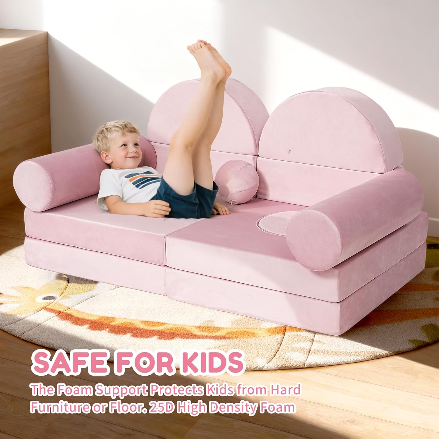 Modular Kids Play Couch 13Pcs Kids Sofa for Playroom, Bedroom, Nursery and Living Room Fold Out Sofa Bed Unlimited Creativity Sofas Convertible Play Fort