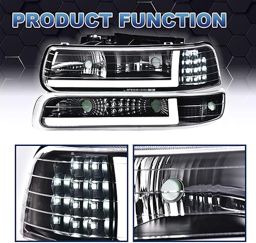 Vista 72 de PIT66 - Faros delanteros LED, compatibles c/99-02 Chevy Silverado 1500 2500/01-02 Silverado 1500HD 2500HD 3500/00-06 Tahoe Suburban 1500 2500