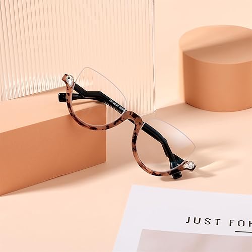 Miniatura 4 de FEISEDY Gafas de lectura para las mujeres moda medio marco ojo de gato gafas antideslumbrantes B0067