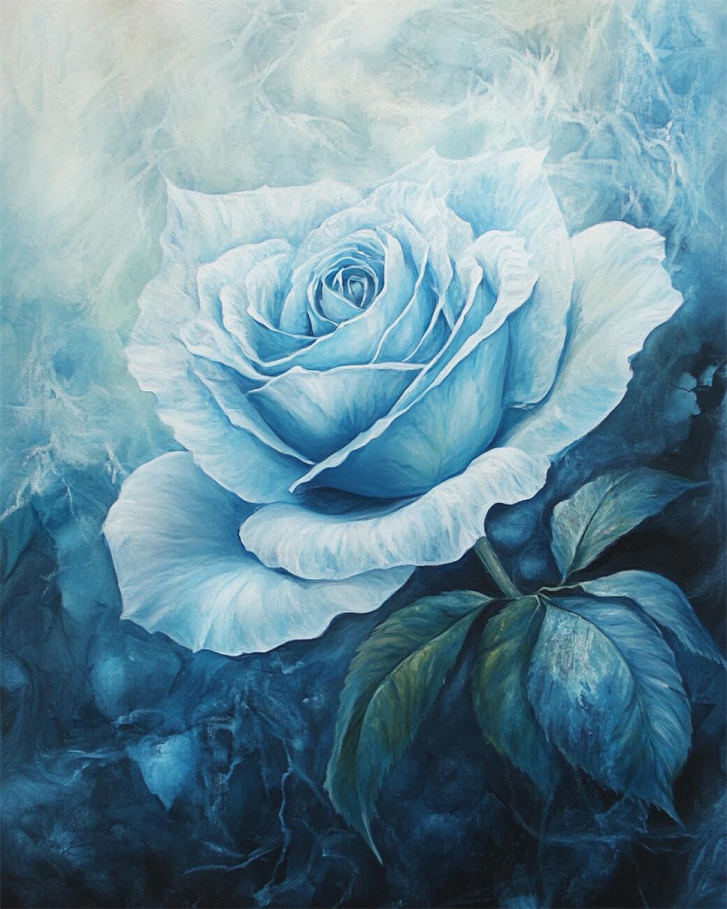 RKFLGEW Flowers 14CT Stamped Cross Stitch Kit Blue Roses Embroidery Kit for Beginners Adult DIY Cross Stitches Needlepoint Set Home Decoration 40x50cm