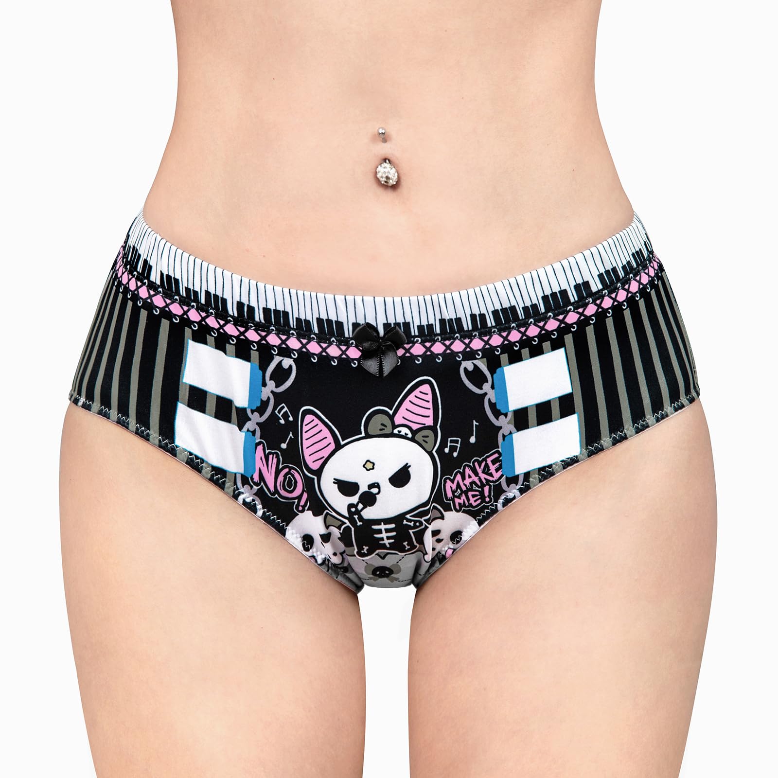 LittleForBig Women Women Soft Silk Briefs Comfortable Hipster Panty Babydoll Bella Goth Brat Oopsie Potty Panties - S - 2-blackone