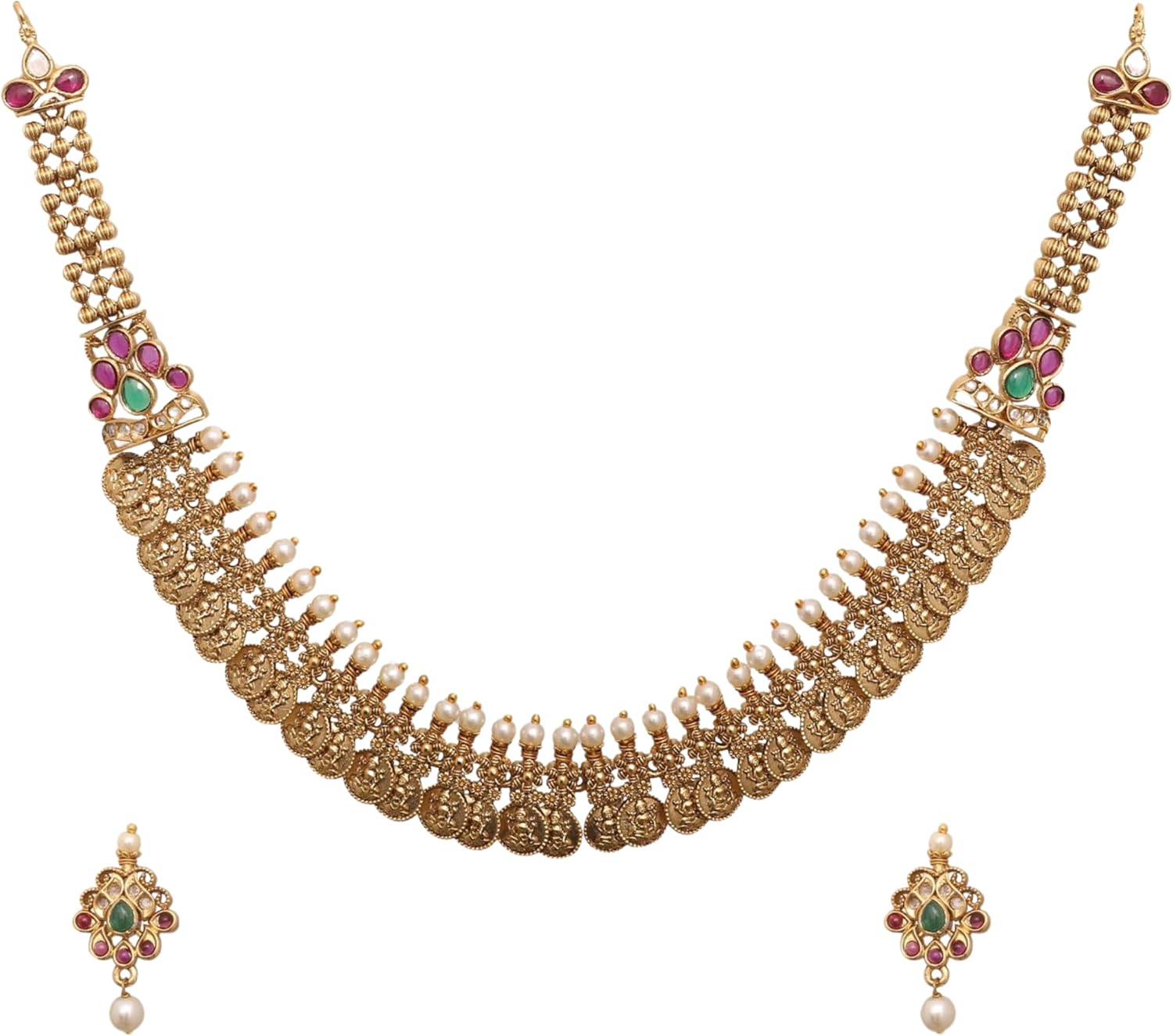 TARINIKA Gold Plated Parag Antique Coin Short Necklace Set – Indian Jewelry Sets for Women | Perfect for Ethnic Occasions | Indian Jewelry Sets | 1 Year Warranty