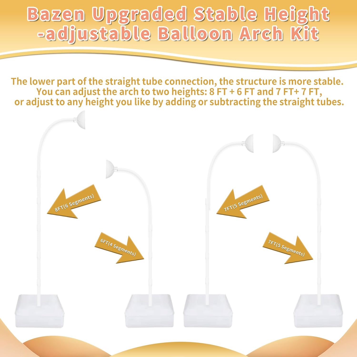 Bazen 2PK 8.2FT & 6FT Balloon Arch Stand White for Wedding Arch image 4