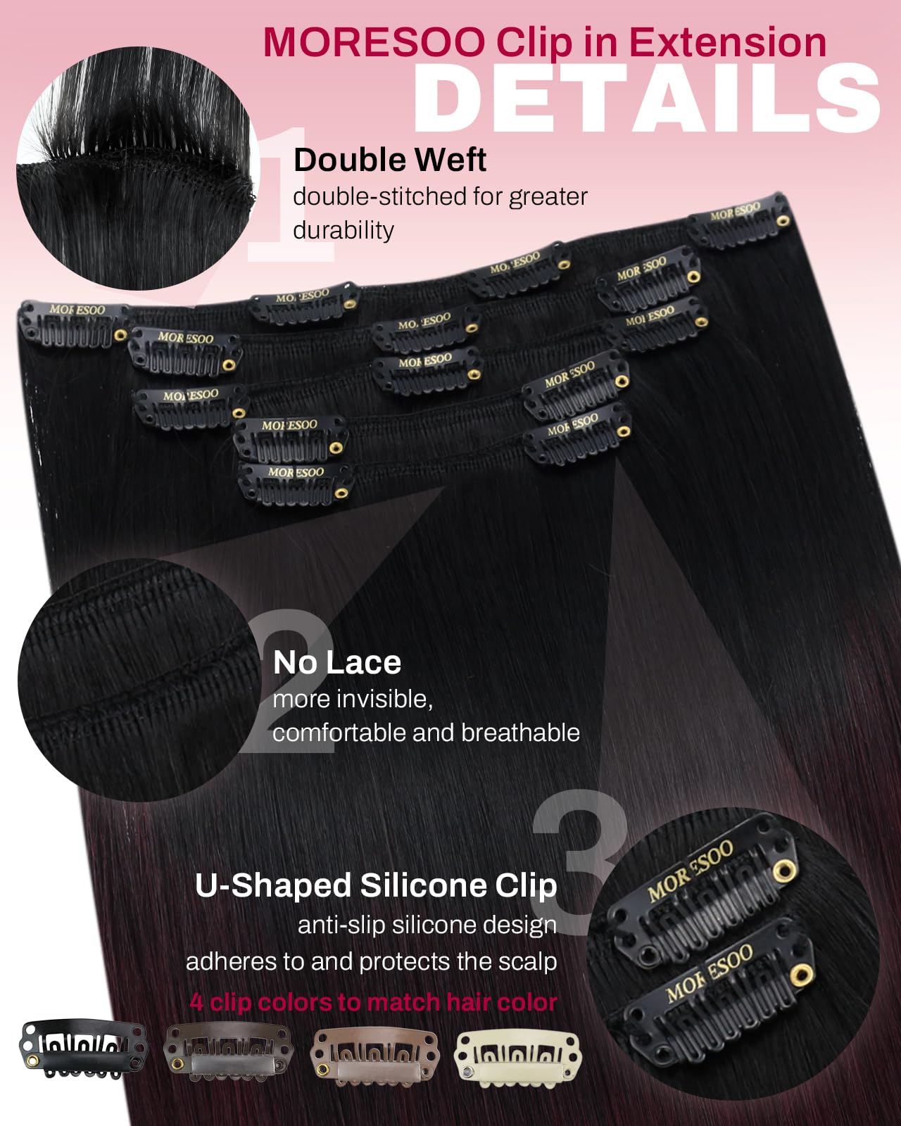 Moresoo Clip in Hair Extensions Real Human Hair Balayage Medium Brown and Blonde Real Hair Extensions Clip in Human Hair for Women Full Head 22 Inch 7pcs/120g #4/6/613 — view 156