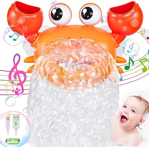 Miniatura 1 de Actualización 2024Juguetes de baño de burbujas de cangrejo, recargable por USB, máquina automática de burbujas para bañera con música, juguetes de