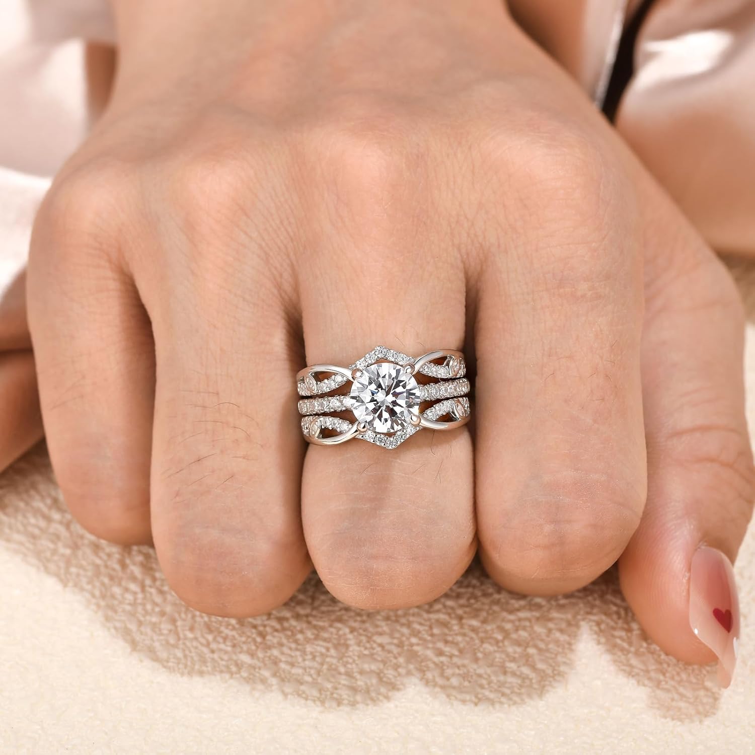 Infinity Ring Enhancer Guard for Engagement Rings 925 Sterling Silver Eternity Ring Wrap Cz Wedding Bands for Women Size 5-10 - Image 5