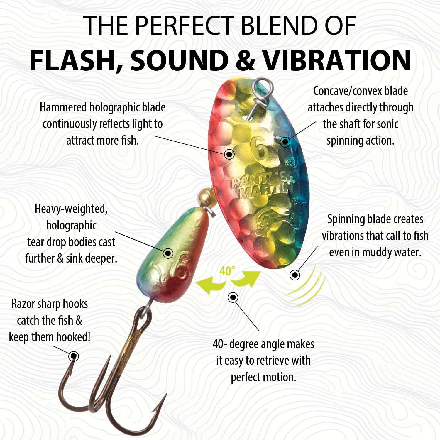 Panther Martin PMHMH_9_HRB Holy Hammered Spinner Fishing Lure - Rainbow Brite - 9 (3/8 oz)