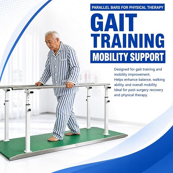Parallel Bars for Physical Therapy, Adjustable Height Width Training Bars
