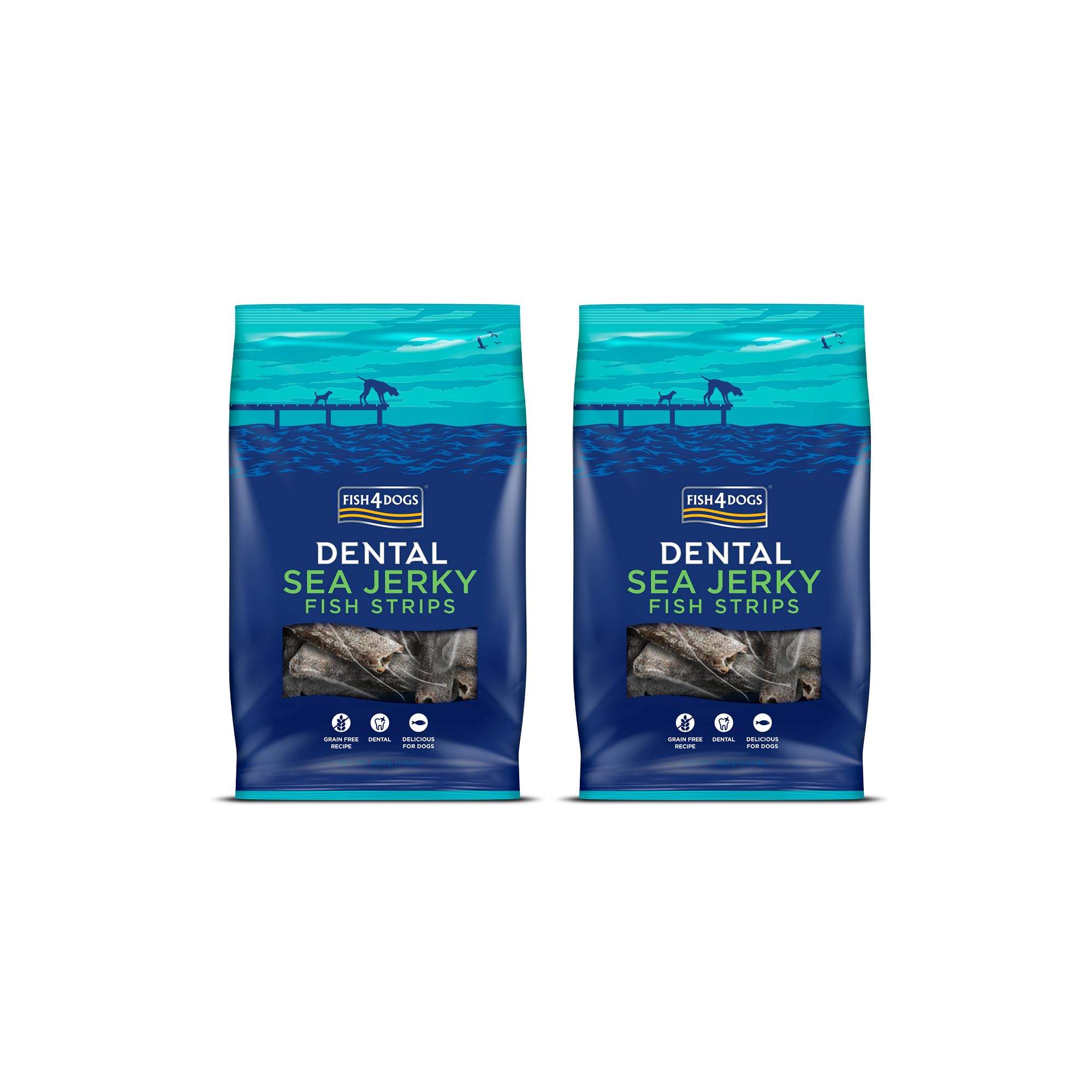 Fish4Dogs Sea Jerky Strips | Low Calorie, Hypoallergenic Dog Treat | Baked Fish Skin Dental Treat for Bigger Dogs (1kg) — image 1